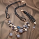 Parure agata blu zaffiro, calcedonio, Perle coltivate