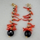 Orecchini,  agata nera,  spinello nero,  Corallo rosso,