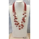 Collier multifilo bamboo rosso e perle coltivate