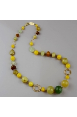 Collier giada birmana, agata gialla