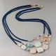 Chanel a 3 fili agata blu zaffiro, Acquamarina multicolor