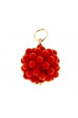 Ciondolo Sfera tessuta corallo bamboo red