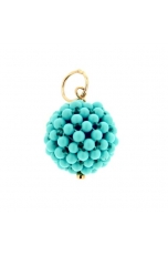 Sfera tessuta pasta turchese 4 fiori 14 mm