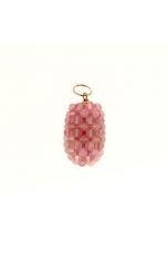 Ciondolo goccia tessuta  Quarzo rosa