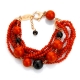 Br corallo  bamboo rosso, agata nera