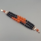 Bracciale a tre fili agata nera, agata arancione