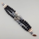 Bracciale agata nera,  quarzo rutilato grigio
