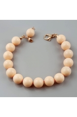 Bracciale corallo bamboo rosa  a nodini, sfera 10mm