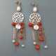 Orecchini, corallo rosso,  perle coltivate
