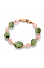 Bracciale quarzo rosa, quarzo  rutilato verde