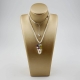 Collier labradorite bianca,  quarzi multicolor