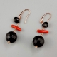 Orecchini spinello nero, agata nera, corallo rosso sardo
