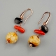 Orecchini spinello nero,  corallo sardo, paesina