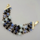 Bracciale a 5 fili agata nera, giada celeste, agata web
