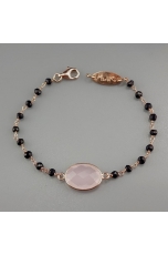 Bracciale spinello nero, quarzo rosa