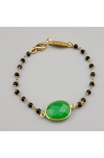 Bracciale spinello nero, quarzo verde crisopaz