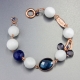 Bracciale agata bianca,  quarzo blue light, iolite, agata blu