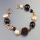 Bracciale perle coltivate, granato taglio diamond
