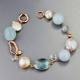 Bracciale perle coltivate,  acquamarina milk
