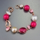 Bracciale perle coltivate,  opale e giada  rosa
