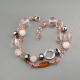  Bracciale a 2 fili quarzo rosa, quarzo idrotermale