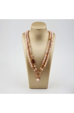 Collier regolabile perle coltivate Rosa glicine 45-90 cm