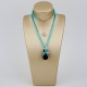 Collier pasta turchese 4 fiori, turchese Arizona, agata nera