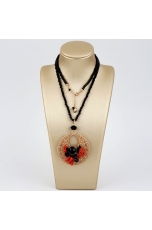 Collier agata nera con pendente  corallo rosso e agata nera pz unico