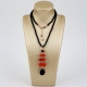 Collier con pendente corallo rosso sardo, agata nera
