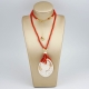 Collier bamboo rosso,  cammeo e corallo rosso