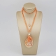 Collier bamboo rosa,  cammeo e corallo rosa