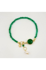 Bracciale agata verde smeraldo, perle coltivate