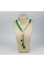 Collier regolabile 45-90 cm agata verde smeraldo
