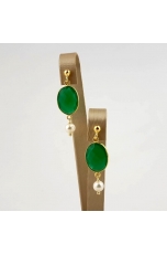 Orecchini agata verde smeraldo, perle coltivate