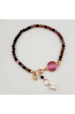 Bracciale aquarelle, tormaline, agata rosa