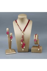 Parure agata ruby, giada rosa