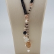 Chanel regolabile 48-90 cm agata nera, perle coltivate, quarzi multicolor