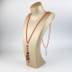 Chanel regolabile 45-90 cm corallo bamboo red,  agata nera
