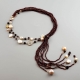 Sciarpetta granato taglio diamond, perle coltivate