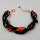 Bracciale agata nera, bamboo rosso