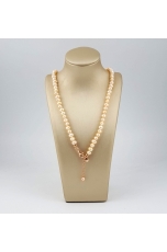 Collier perle coltivate semi round rosa pesca 6 mm