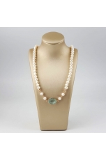 Collier perle coltivate,  quarzo celeste