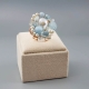 Anello acquamarina milk, perle coltivate, pz unico