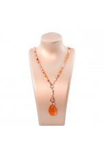 Collier Rugiada Corniola, goccia 24 per 15 mm agata  arancione