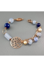 Bracciale  agata blu, giada celeste