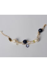 Bracciale agata blu, perle barocche,t.macchina