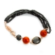 Bracciale agata nera, corallo bamboo