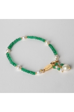 Bracciale agata verde taglio macchina, perle di fiume