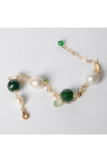 bracciale agata verde, perle barocche,t.macchina