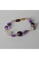 Bracciale ametista, cristallo  di rocca satinato